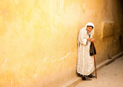  Man against yellow wall, Fez